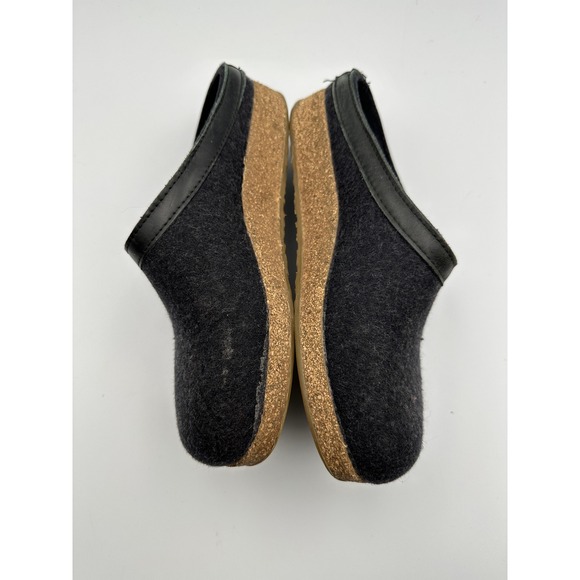 Haflinger Grizzly Wool Clogs Charcoal Grey Cork Sole Leather Shoes W9 M7 EU 40 - Picture 8 of 11